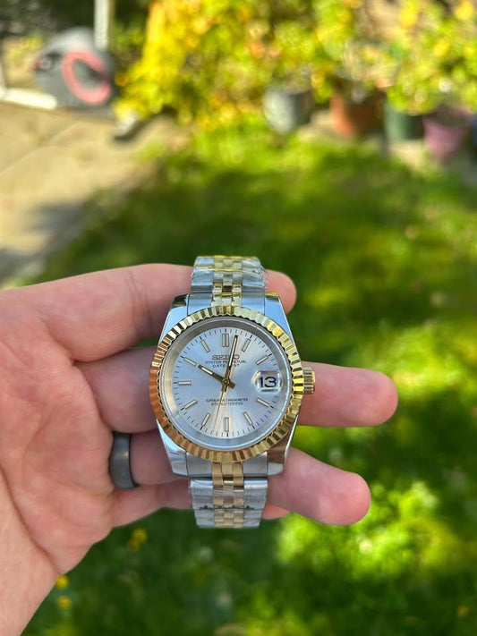 Silver Seiko Mod watch - Golden Markers